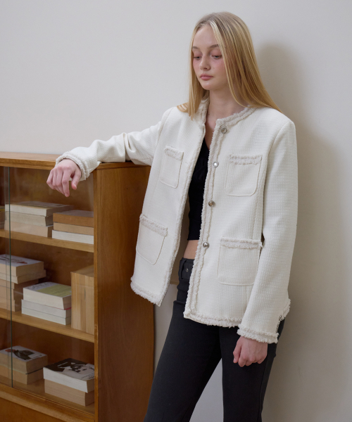 ROSEFRANTZ（ロゼフランツ）の「Fringe Pocket Tweed Jacket [Ivory]（その他アウター・レディース・アイボリー・OS）」の9枚目の写真
