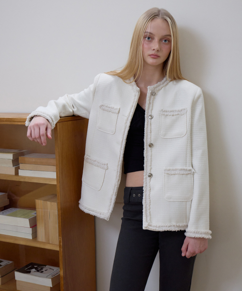 ROSEFRANTZ（ロゼフランツ）の「Fringe Pocket Tweed Jacket [Ivory]（その他アウター・レディース・アイボリー・OS）」の10枚目の写真