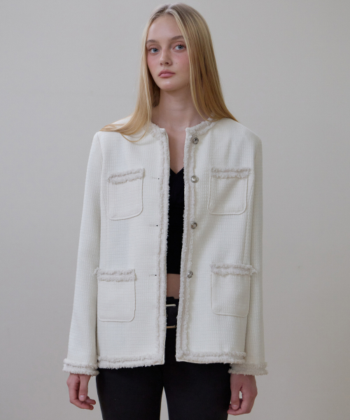 ROSEFRANTZ（ロゼフランツ）の「Fringe Pocket Tweed Jacket [Ivory]（その他アウター・レディース・アイボリー・OS）」の12枚目の写真
