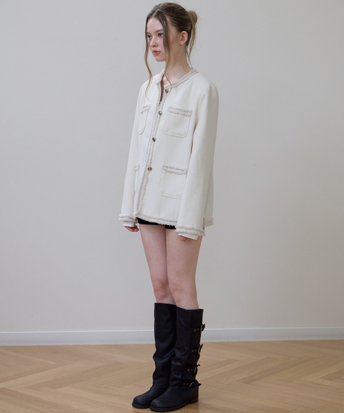 ROSEFRANTZ（ロゼフランツ）の「Fringe Pocket Tweed Jacket [Ivory]（その他アウター・レディース・アイボリー・OS）」の15枚目の写真
