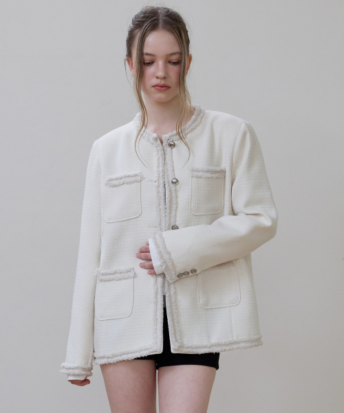 ROSEFRANTZ（ロゼフランツ）の「Fringe Pocket Tweed Jacket [Ivory]（その他アウター・レディース・アイボリー・OS）」の17枚目の写真