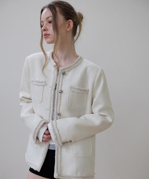 ROSEFRANTZ（ロゼフランツ）の「Fringe Pocket Tweed Jacket [Ivory]（その他アウター・レディース・アイボリー・OS）」の21枚目の写真