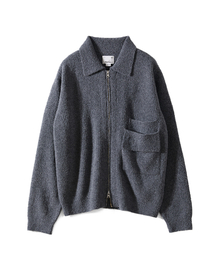 Forshey Boucle Zip Up Knit Cardigan Charcoal Gray