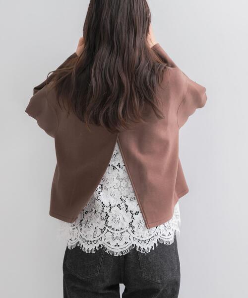URBAN RESEARCH ROSSO WOMEN（アーバンリサーチ　ロッソ）の「『WEB限定』レースドッキングスウェット（スウェット・レディース・チャコールグレー/ベージュ系その他/ブラウン・FREE）」の3枚目の写真