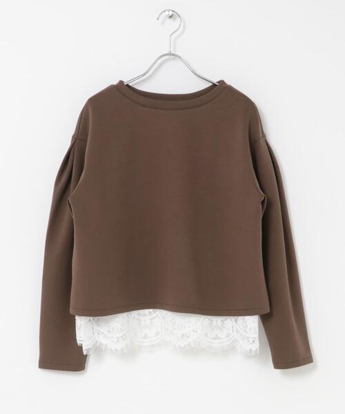 URBAN RESEARCH ROSSO WOMEN（アーバンリサーチ　ロッソ）の「『WEB限定』レースドッキングスウェット（スウェット・レディース・チャコールグレー/ベージュ系その他/ブラウン・FREE）」の18枚目の写真