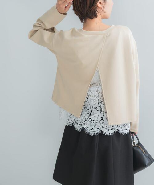 URBAN RESEARCH ROSSO WOMEN（アーバンリサーチ　ロッソ）の「『WEB限定』レースドッキングスウェット（スウェット・レディース・チャコールグレー/ベージュ系その他/ブラウン・FREE）」の21枚目の写真