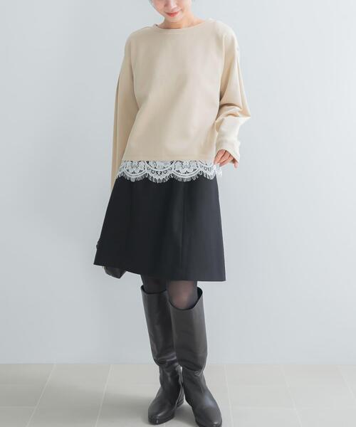 URBAN RESEARCH ROSSO WOMEN（アーバンリサーチ　ロッソ）の「『WEB限定』レースドッキングスウェット（スウェット・レディース・チャコールグレー/ベージュ系その他/ブラウン・FREE）」の22枚目の写真