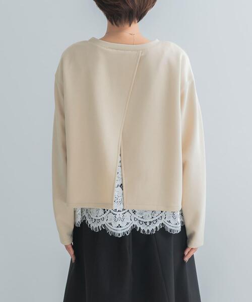 URBAN RESEARCH ROSSO WOMEN（アーバンリサーチ　ロッソ）の「『WEB限定』レースドッキングスウェット（スウェット・レディース・チャコールグレー/ベージュ系その他/ブラウン・FREE）」の14枚目の写真