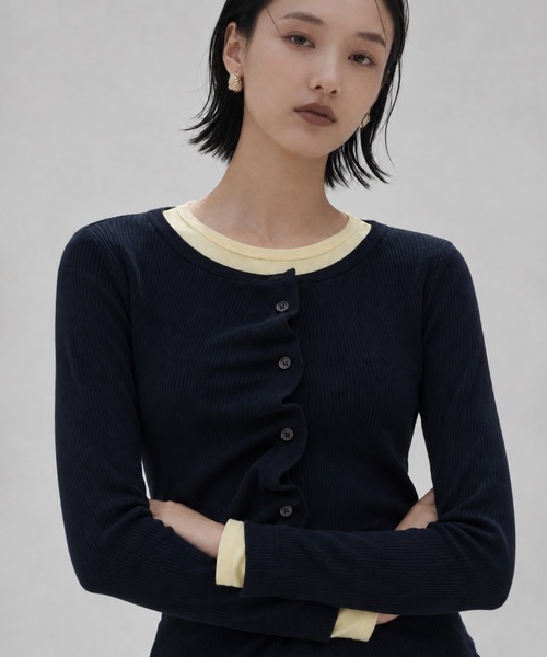 STUDIOUS(ステュディオス)の「【STUDIOUS/ステュディオス】2Piece Layered Rib Top/2ピースレイヤードトップ/ウォッシャブル/取り外し可/肌触り(アンサンブル・レディース・ブラウン/グレー/ネイビー・FREE)」の3枚目の写真