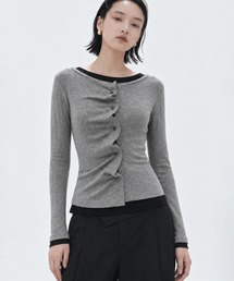 【STUDIOUS/ステュディオス】2Piece Layered Rib Top/2ピースレイヤードトップ/ウォッシャブル/取り外し可/肌触り