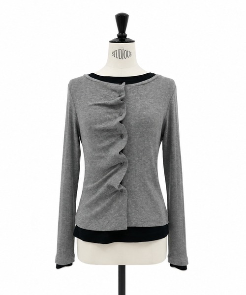 STUDIOUS(ステュディオス)の「【STUDIOUS/ステュディオス】2Piece Layered Rib Top/2ピースレイヤードトップ/ウォッシャブル/取り外し可/肌触り(アンサンブル・レディース・ブラウン/グレー/ネイビー・FREE)」の9枚目の写真