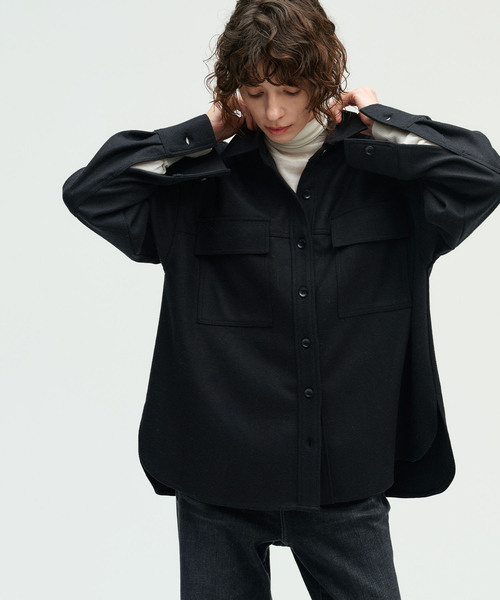 N.O.R.C(ノーク)の「【スムースミルドウール】シャツジャケット(その他アウター・レディース・キャメル/ブラック・フリー)」の7枚目の写真