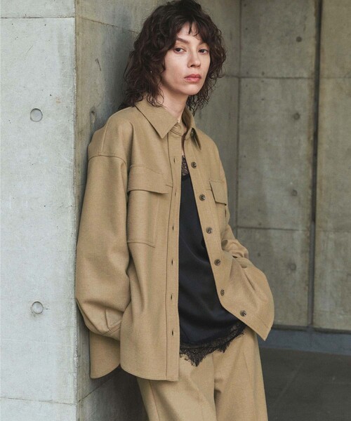 N.O.R.C(ノーク)の「【スムースミルドウール】シャツジャケット(その他アウター・レディース・キャメル/ブラック・フリー)」の14枚目の写真
