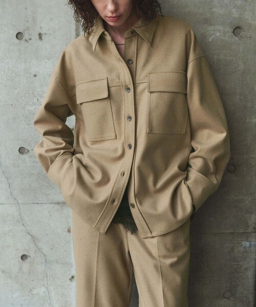 N.O.R.C(ノーク)の「【スムースミルドウール】シャツジャケット(その他アウター・レディース・キャメル/ブラック・フリー)」の21枚目の写真