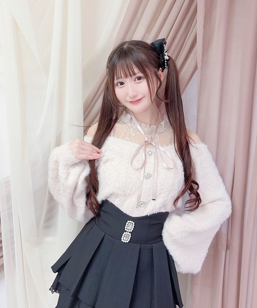 MA*RS(アメーバーマーズ)の「ハートボタン肩開きシャギーニット(ニット/セーター・レディース・ホワイト/ピンク・FREE)」の10枚目の写真