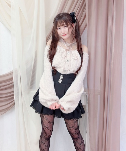 MA*RS(アメーバーマーズ)の「ハートボタン肩開きシャギーニット(ニット/セーター・レディース・ホワイト/ピンク・FREE)」の12枚目の写真