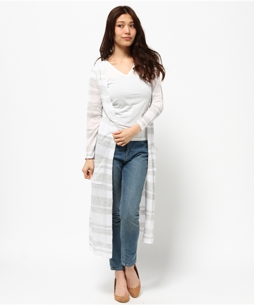 Cecil Mcbee セシルマクビー の インナー付きボーダーロングカーデ アンサンブル Wear