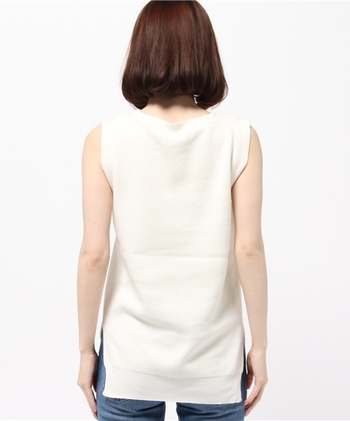 Heather（ヘザー）の「ミラノリブノースリニット  721259（ニット/セーター・レディース・ネイビー/オフホワイト/サックスブルー・FREE）」の6枚目の写真