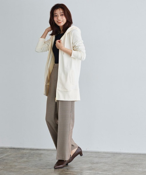 スウェット素材Wジップロング丈パーカー 上質（パーカー）｜Pierrot