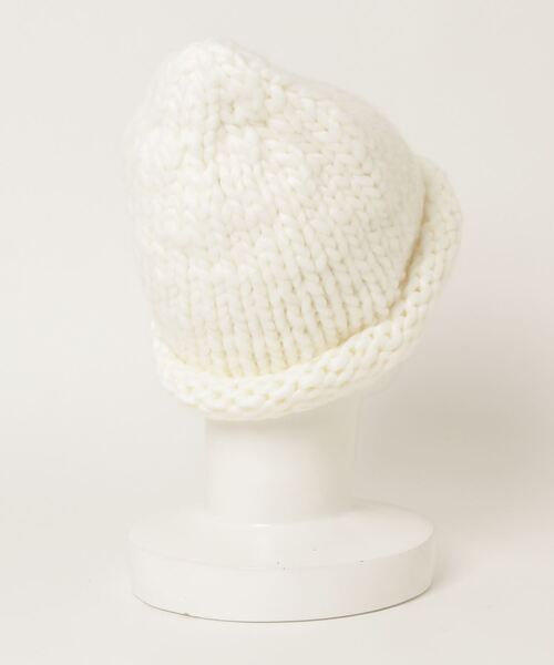 U.Q（ユウキュウ）の「ローゲージニット帽（ニットキャップ/ビーニー・レディース・ブラック/ホワイト/グレー/ブルー・FREE）」の5枚目の写真