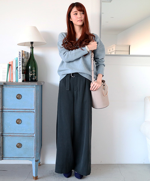 N.（N. Natural Beauty Basic）（エヌエヌナチュラルビューティーベーシック）の「ＡＹサッシュベルト付ワイドパンツ（その他パンツ・レディース・ブラック/ブラウン・MEDIUM）」の20枚目の写真