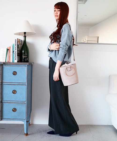 N.（N. Natural Beauty Basic）（エヌエヌナチュラルビューティーベーシック）の「ＡＹサッシュベルト付ワイドパンツ（その他パンツ・レディース・ブラック/ブラウン・MEDIUM）」の9枚目の写真