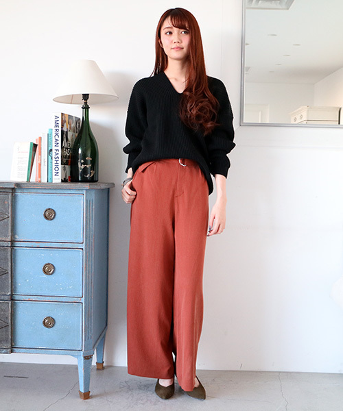 N.（N. Natural Beauty Basic）（エヌエヌナチュラルビューティーベーシック）の「ＡＹサッシュベルト付ワイドパンツ（その他パンツ・レディース・ブラック/ブラウン・MEDIUM）」の13枚目の写真