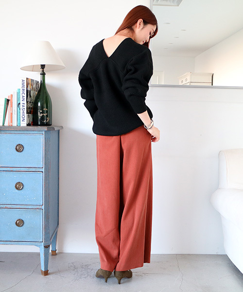 N.（N. Natural Beauty Basic）（エヌエヌナチュラルビューティーベーシック）の「ＡＹサッシュベルト付ワイドパンツ（その他パンツ・レディース・ブラック/ブラウン・MEDIUM）」の8枚目の写真