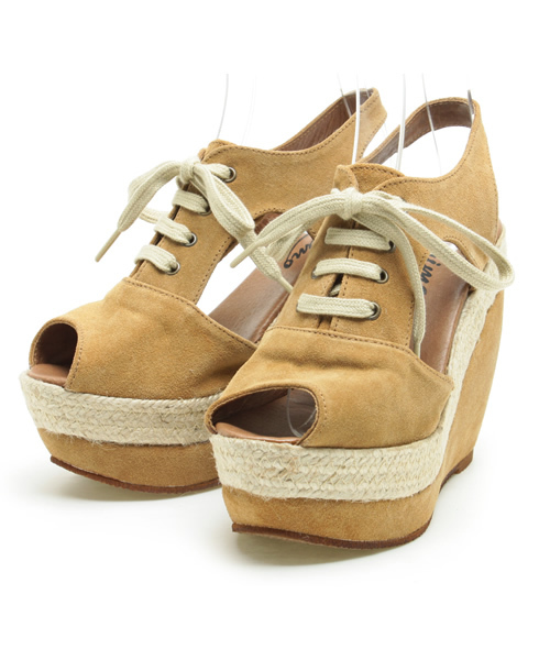 Another Edition（アナザーエディション）の「◆GAIMO レースUP ウエッジ120（サンダル・レディース・ベージュ/ネイビー・35/37/36/38）」の2枚目の写真