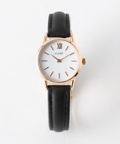 CLUSE（クルース）の「＜CLUSE＞レザー 24mmフェイスウォッチ/ピンクゴールドカラー :（アナログ腕時計・レディース・ライトグレー/その他1/ブラック・FREE）」の2枚目の写真