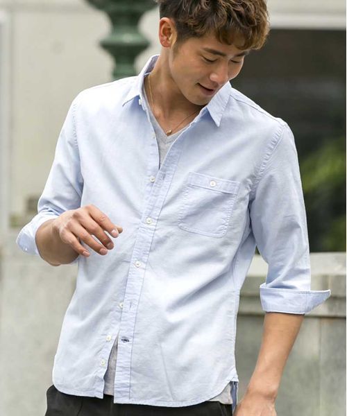 ADMIX/ATELIER SAB MEN（アドミックスアトリエサブメン）の「綿/麻７分袖シャツ（シャツ/ブラウス・メンズ・ターコイズブルー/ピンク/ワインレッド/ミント/ネイビー/ホワイト/ブラック/カーキ/サックスブルー/ダークグリーン/ロイヤルブルー/イエロー・50/52/48）」の8枚目の写真