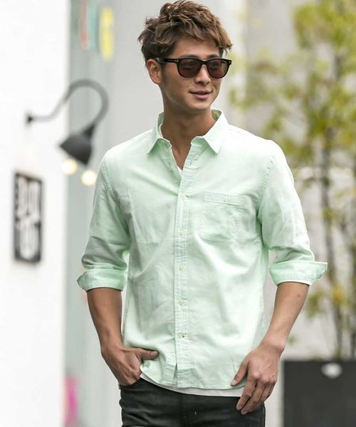 ADMIX/ATELIER SAB MEN（アドミックスアトリエサブメン）の「綿/麻７分袖シャツ（シャツ/ブラウス・メンズ・ターコイズブルー/ピンク/ワインレッド/ミント/ネイビー/ホワイト/ブラック/カーキ/サックスブルー/ダークグリーン/ロイヤルブルー/イエロー・50/52/48）」の6枚目の写真