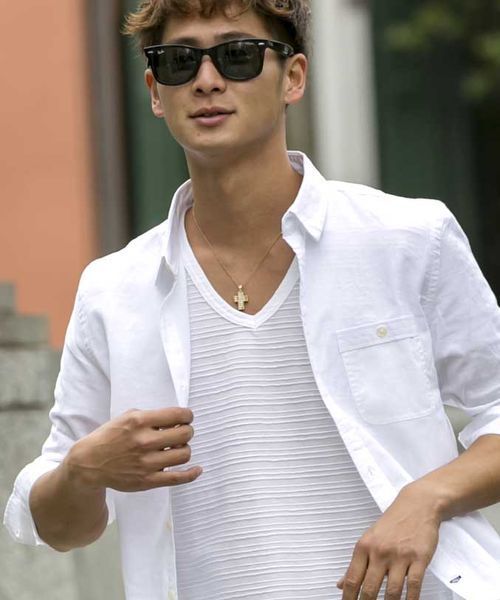 ADMIX/ATELIER SAB MEN（アドミックスアトリエサブメン）の「綿/麻７分袖シャツ（シャツ/ブラウス・メンズ・ターコイズブルー/ピンク/ワインレッド/ミント/ネイビー/ホワイト/ブラック/カーキ/サックスブルー/ダークグリーン/ロイヤルブルー/イエロー・50/52/48）」の14枚目の写真