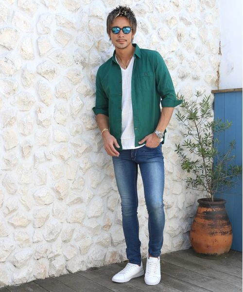 ADMIX/ATELIER SAB MEN（アドミックスアトリエサブメン）の「綿/麻７分袖シャツ（シャツ/ブラウス・メンズ・ターコイズブルー/ピンク/ワインレッド/ミント/ネイビー/ホワイト/ブラック/カーキ/サックスブルー/ダークグリーン/ロイヤルブルー/イエロー・50/52/48）」の22枚目の写真