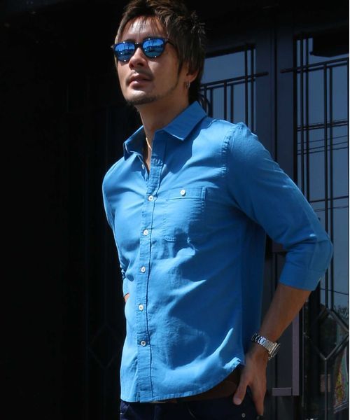 ADMIX/ATELIER SAB MEN（アドミックスアトリエサブメン）の「綿/麻７分袖シャツ（シャツ/ブラウス・メンズ・ターコイズブルー/ピンク/ワインレッド/ミント/ネイビー/ホワイト/ブラック/カーキ/サックスブルー/ダークグリーン/ロイヤルブルー/イエロー・50/52/48）」の20枚目の写真