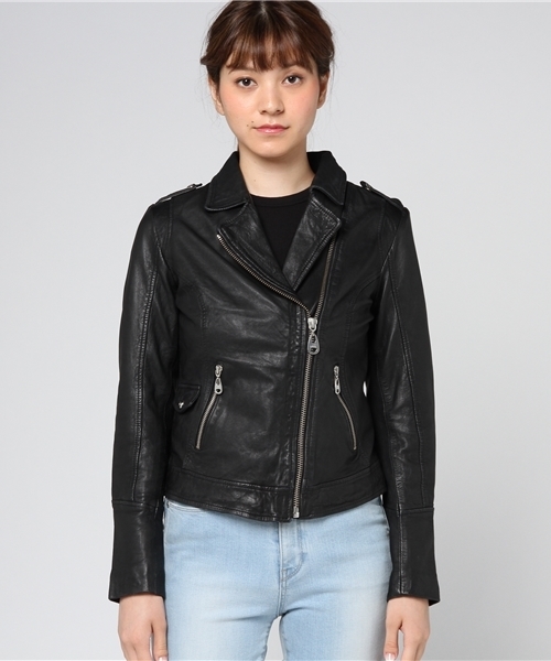 DOMA（ドマ）の「DOMAﾗｲﾀﾞｰｽｼﾞｬｹｯﾄ（ライダースジャケット・レディース・ブラック/キャメル・9号）」の3枚目の写真