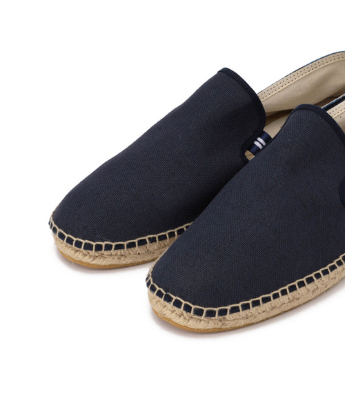 Calzanor（カルザノール）の「【CALZANOR(カルザノール)】別注 エスパドリーユ（スリッポン）/リネンキャンバス×リバティ　（スリッポン・メンズ・ホワイト/ネイビー・L/M）」の4枚目の写真