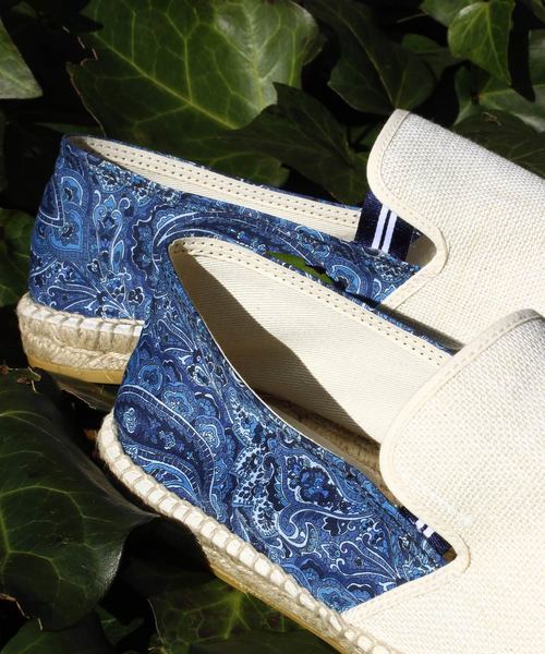 Calzanor（カルザノール）の「【CALZANOR(カルザノール)】別注 エスパドリーユ（スリッポン）/リネンキャンバス×リバティ　（スリッポン・メンズ・ホワイト/ネイビー・L/M）」の10枚目の写真