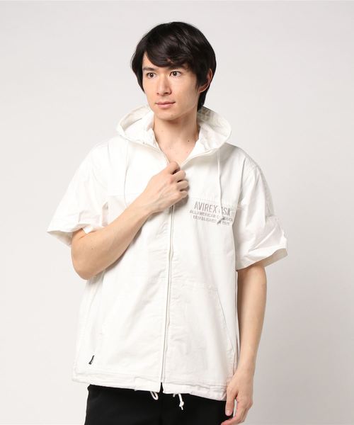AVIREX（アヴィレックス）の「AVIREX/アヴィレックス/クールマックス フーデッド ジップアップ ビッグロゴ シャツ/HOODED ZIP UP SHIRT BIG LOGO（シャツ/ブラウス・メンズ・ブルー/ホワイト/レッド/ブラック・XX-LARGE/X-LARGE/LARGE/MEDIUM）」の14枚目の写真