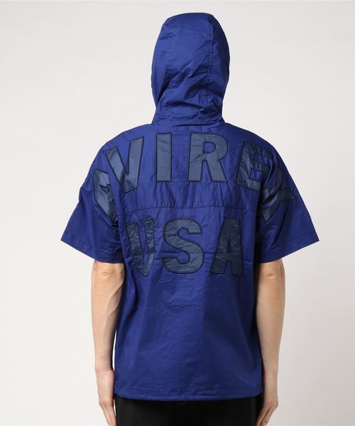 AVIREX（アヴィレックス）の「AVIREX/アヴィレックス/クールマックス フーデッド ジップアップ ビッグロゴ シャツ/HOODED ZIP UP SHIRT BIG LOGO（シャツ/ブラウス・メンズ・ブルー/ホワイト/レッド/ブラック・XX-LARGE/X-LARGE/LARGE/MEDIUM）」の6枚目の写真