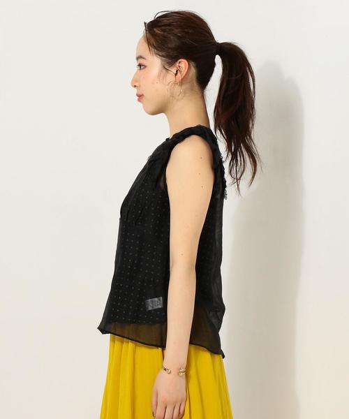 Jewel Changes（ジュエルチェンジズ）の「〓JOC シアー フリル プルオーバー×ドット キャミソール / 2点セット（シャツ/ブラウス・レディース・ブラック/オフホワイト・FREE）」の8枚目の写真