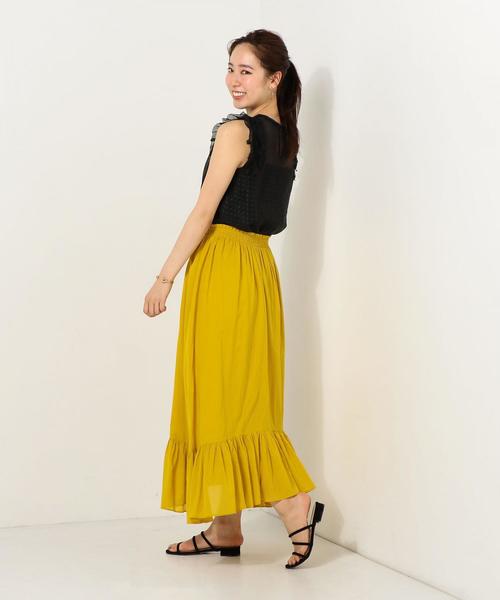 Jewel Changes（ジュエルチェンジズ）の「〓JOC シアー フリル プルオーバー×ドット キャミソール / 2点セット（シャツ/ブラウス・レディース・ブラック/オフホワイト・FREE）」の7枚目の写真