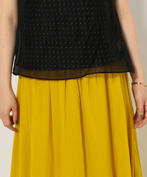 Jewel Changes（ジュエルチェンジズ）の「〓JOC シアー フリル プルオーバー×ドット キャミソール / 2点セット（シャツ/ブラウス・レディース・ブラック/オフホワイト・FREE）」の4枚目の写真