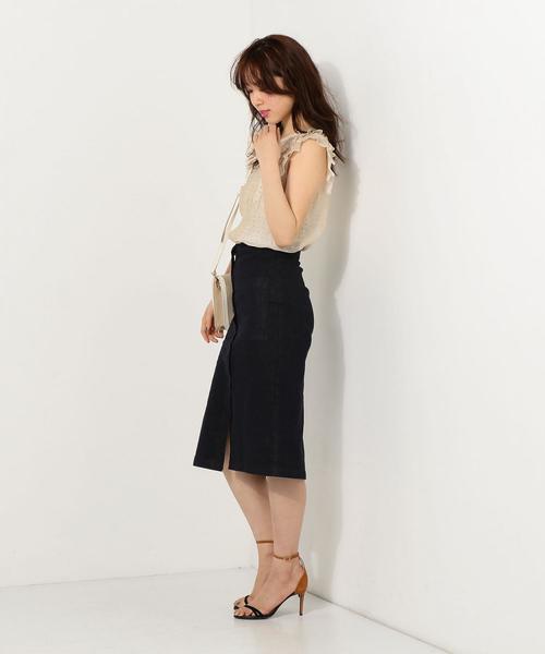 Jewel Changes（ジュエルチェンジズ）の「〓JOC シアー フリル プルオーバー×ドット キャミソール / 2点セット（シャツ/ブラウス・レディース・ブラック/オフホワイト・FREE）」の13枚目の写真