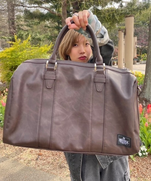 ８(eight)（エイト）の「デカ ボストンバッグ 2WAY PUレザー（ボストンバッグ・メンズ・ブラック/ダークブラウン/キャメル/その他/ネイビー/ダークブラウン系1/ブラック系その他・LARGE/MEDIUM）」の8枚目の写真