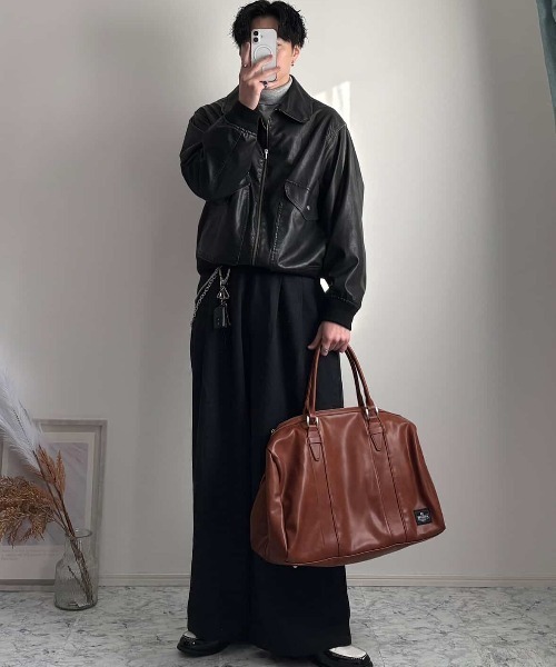 ８(eight)（エイト）の「デカ ボストンバッグ 2WAY PUレザー（ボストンバッグ・メンズ・ブラック/ダークブラウン/キャメル/その他/ネイビー/ダークブラウン系1/ブラック系その他・LARGE/MEDIUM）」の14枚目の写真