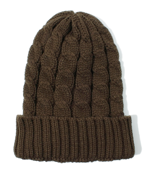coen（コーエン）の「ケーブルニットキャップ（ニットキャップ/ビーニー・レディース・ダークブラウン/ワインレッド/オレンジ/オリーブ/ロイヤルブルー・フリー）」の2枚目の写真