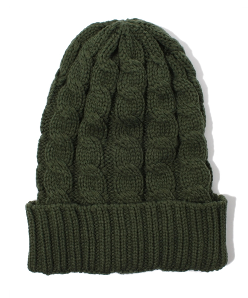 coen（コーエン）の「ケーブルニットキャップ（ニットキャップ/ビーニー・レディース・ダークブラウン/ワインレッド/オレンジ/オリーブ/ロイヤルブルー・フリー）」の3枚目の写真