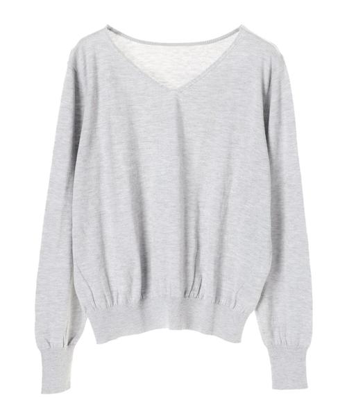 YECCA VECCA(イェッカヴェッカ)の「P.シルク混マシンウォッシャブルニット(Tシャツ/カットソー・レディース・ホワイト/ネイビー/イエロー/ミント/ラベンダー/杢グレー・FREE)」の8枚目の写真