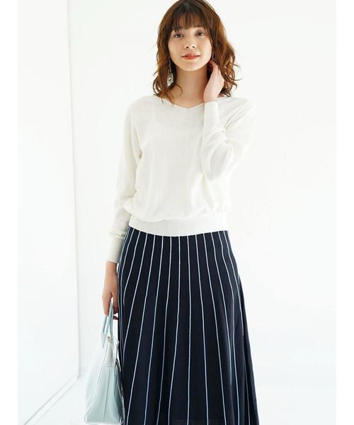 YECCA VECCA(イェッカヴェッカ)の「P.シルク混マシンウォッシャブルニット(Tシャツ/カットソー・レディース・ホワイト/ネイビー/イエロー/ミント/ラベンダー/杢グレー・FREE)」の17枚目の写真